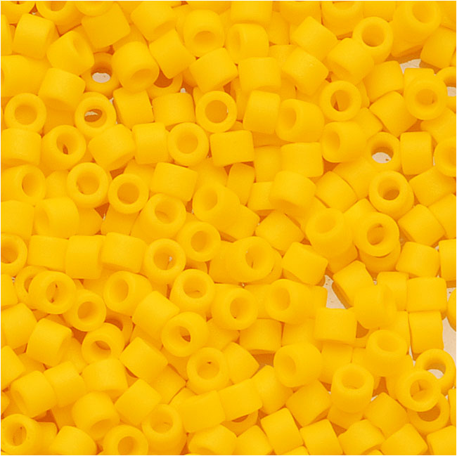 Miyuki Delica Seed Beads, 11/0 Size, Matte Opaque Canary Yellow DB1582 (2.5" Tube)