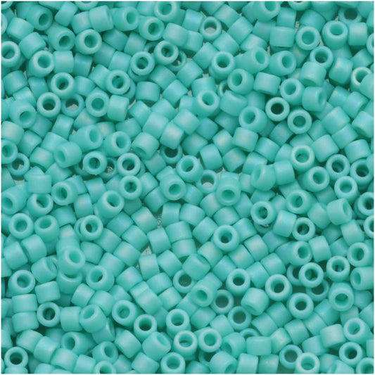 Miyuki Delica Seed Beads, 11/0 Size, Matte Opaque Sea Opal AB DB1595 (10 Grams)