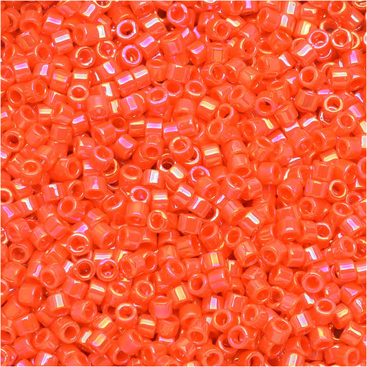 Miyuki Delica Seed Beads, 11/0 Size, Opaque Orange AB DBM161 (2.5" Tube)