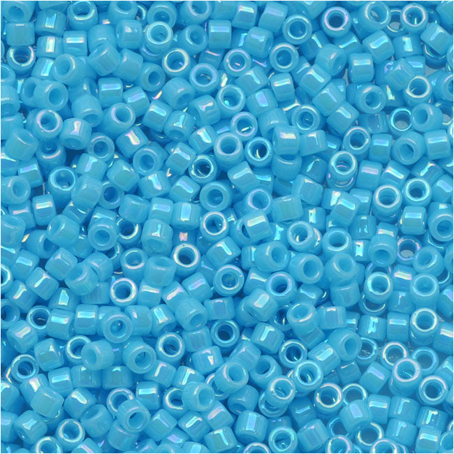 Miyuki Delica Seed Beads, 11/0 Size, Opaque Light Blue AB DB164 (2.5" Tube)
