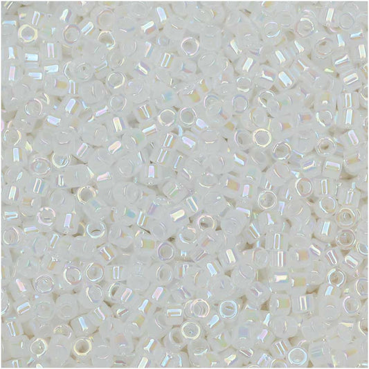 Miyuki Delica Seed Beads, 11/0 Size, #222 White Opal AB (10 Gram Tube)