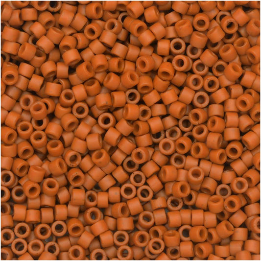 Miyuki Delica Seed Beads, 11/0, #2287 Frosted Opaque Glazed Burnt Orange (2.5" Tube)