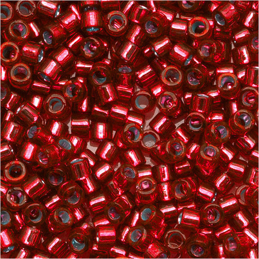 Miyuki Delica Seed Beads, 11/0 Size, Silver Lined Red DB602 (2.5" Tube)