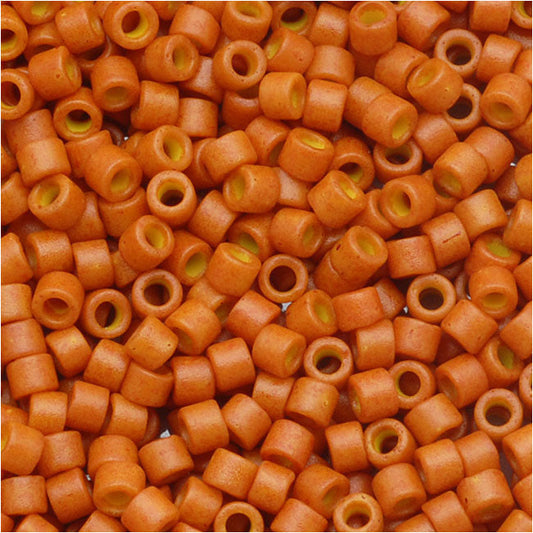 Miyuki Delica Seed Beads, 11/0 Size, Dyed Opaque Pumpkin DB653 (2.5" Tube)