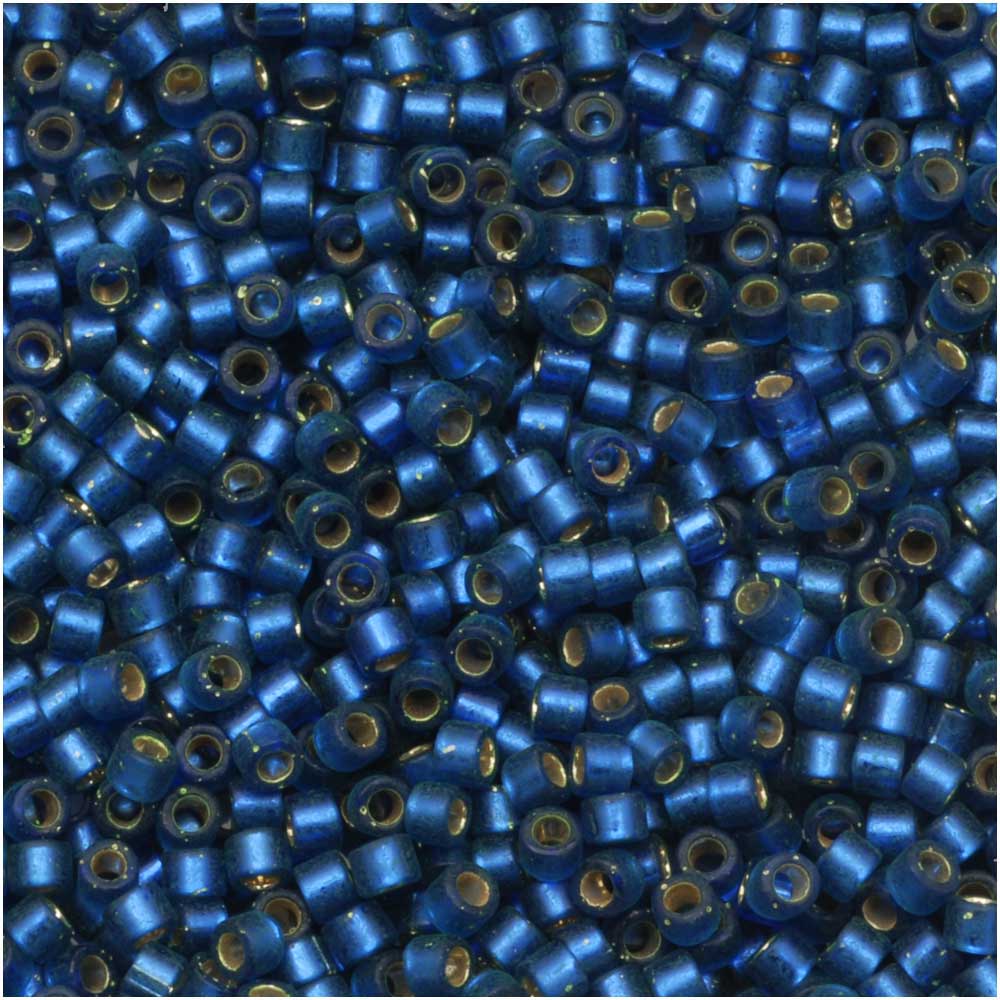 Miyuki Delica Seed Beads, 11/0 Size, Semi Matte Silver Lined Medium Blue DB693 (2.5" Tube)
