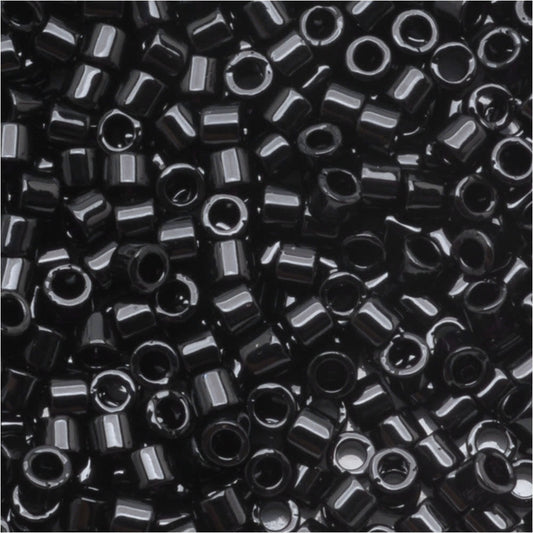 Miyuki Delica Seed Beads, 10/0 Size, Opaque Black DBM10 (10 Grams)