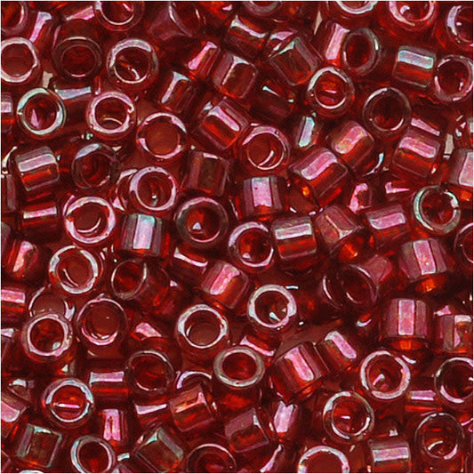 Miyuki Delica Seed Beads, 10/0 Size, Transparent Garnet Gold Luster DBM105 (10 Grams)