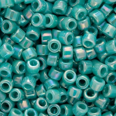Miyuki Delica Seed Beads, 10/0 Size, Opaque Turquoise AB DBM166 (10 Grams)