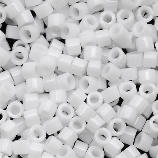 Miyuki Delica Seed Beads, 10/0 Size, Opaque Chalk White DBM200 (10 Grams)