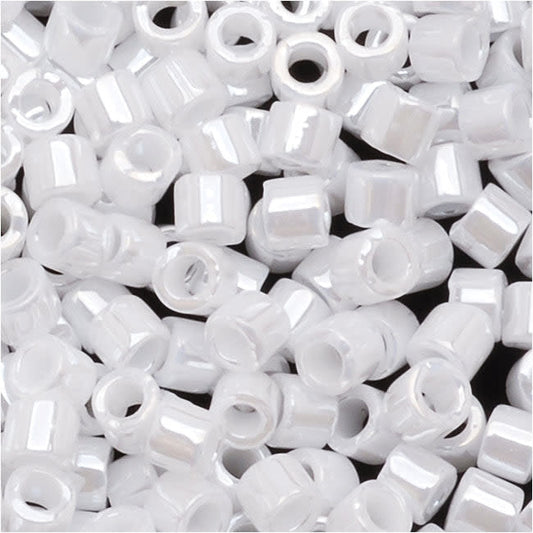 Miyuki Delica Seed Beads, 10/0 Size, Opaque White Pearl DBM201 (10 Grams)