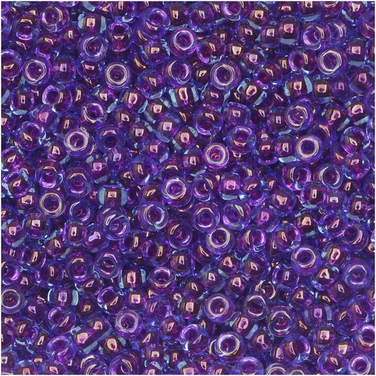 Miyuki Round Seed Beads, 11/0 Size, #352 Purple Lined Aqua (10 Gram Tube)