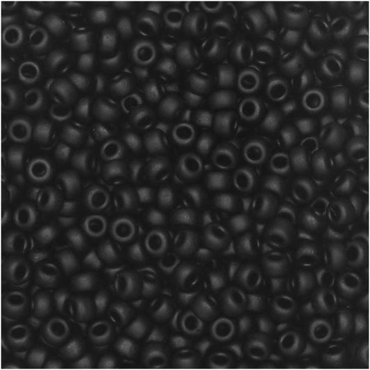 Miyuki Round Seed Beads, 11/0 Size, #401F Matte Black (10 Gram Tube)