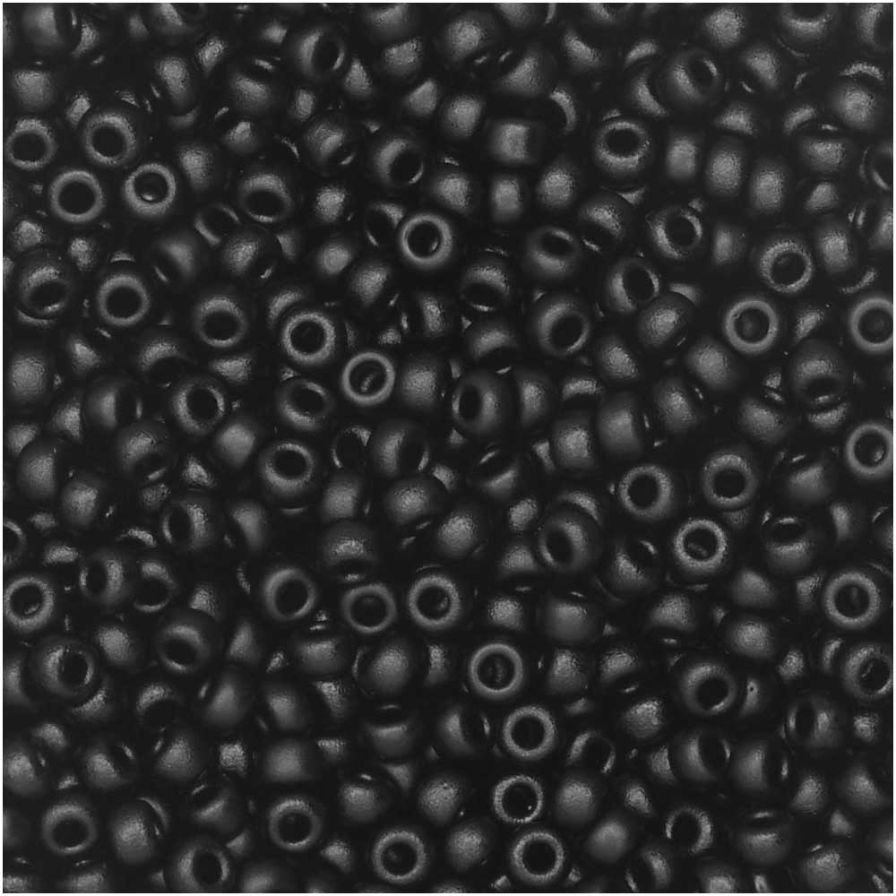 Miyuki Round Seed Beads, 11/0 Size, #401F Semi-Matte Black (10 Gram Tube)
