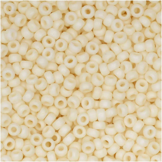 Miyuki Round Seed Beads, 11/0 Size, #2021 Matte Opaque Cream (10 Gram Tube)