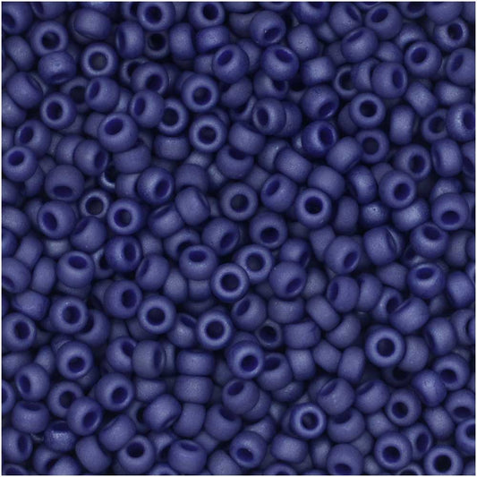 Miyuki Round Seed Beads, 11/0 Size, #2075 Matte Cobalt (10 Gram Tube)