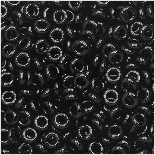 Toho Demi Round Seed Beads, Thin 8/0 (3mm) Size, #49 Opaque Jet (10 Grams)