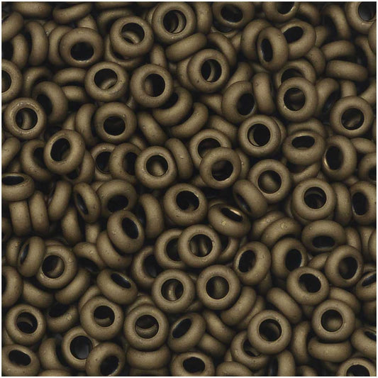 Toho Demi Round Seed Beads, Thin 8/0 (3mm) Size, #702 Matte Dark Copper (5 Grams)