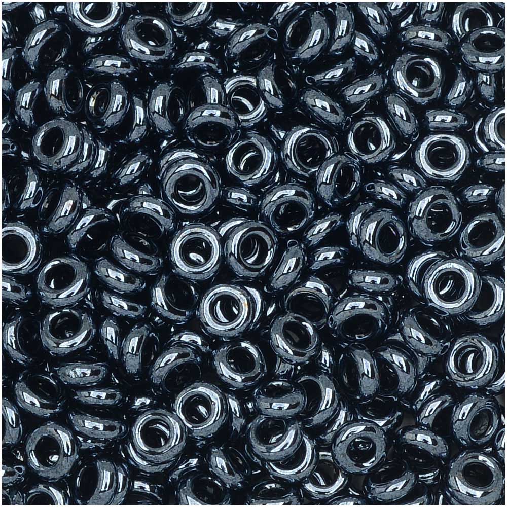 Toho Demi Round Seed Beads, Thin 8/0 (3mm) Size, #81 Metallic Hematite (10 Grams)