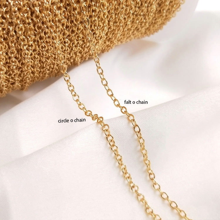 14K Gold-plated flat O-shaped&round O-shaped chain extender necklace（1 meter）