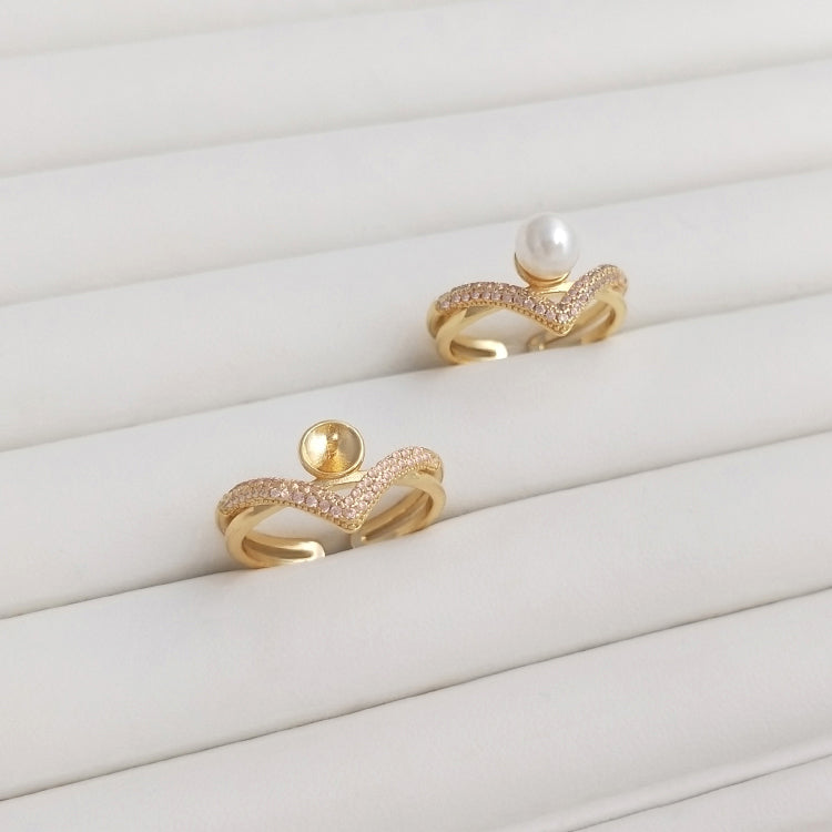 Ring Setting，Micro pave cubic zirconia half hole bead holder，ring blank（1 piece）