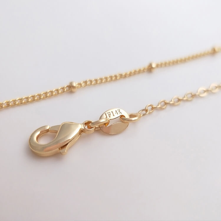 JF14K steel stamp 14k18k gold platinum silver flat O chain spacer bead chain clavicle necklace