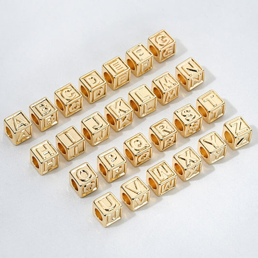 Titanium steel with gold-plated 26 letters square through-hole relief spacer