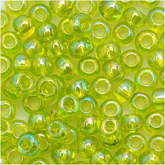 Toho Round Seed Beads 15/0 164 'Transparent Rainbow Lime Green' 5 Gram Tube