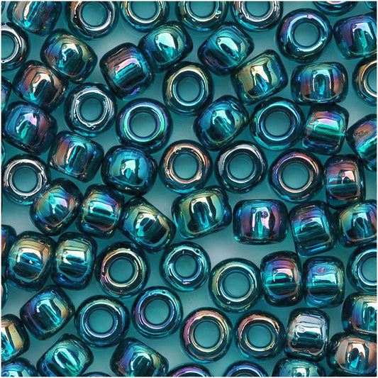 Toho Round Seed Beads 15/0 167BD 'Transparent Rainbow Teal' 5 Gram Tube