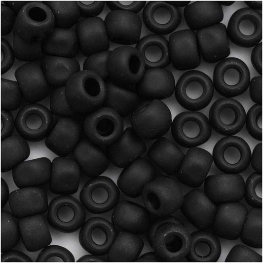 Toho Round Seed Beads 6/0 49F 'Opaque Frosted Jet' 10 Gram Tube
