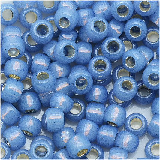 Toho Round Seed Beads 11/0 #2102 - Silver Lined Milky Montana Blue (10 Grams)