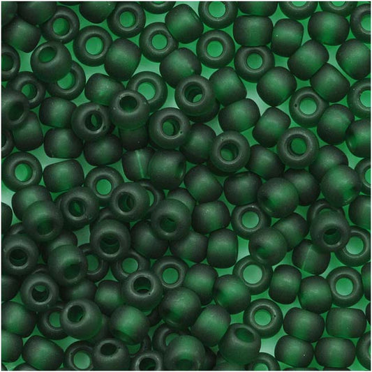 Toho Round Seed Beads 8/0 939F 'Transparent Frosted Green Emerald' 5 Gram Tube
