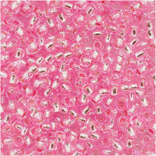 Toho Round Seed Beads 11/0 38 'Silver Lined Pink' 10 Gram Tube