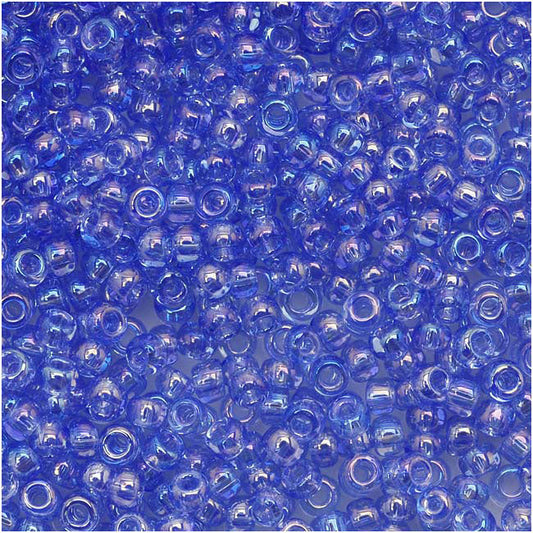 Toho Round Seed Beads 15/0 168 Transparent Rainbow Lt Sapphire 5 Gram Tube