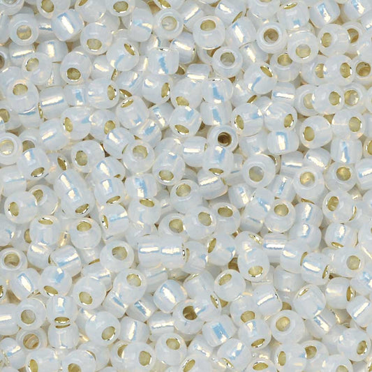 Toho Seed Beads, Round 8/0 #2100 'Silver Lined Milky White' (10 Grams)