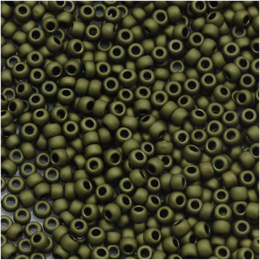 Toho Round Seed Beads 11/0 #617 'Matte Dark Olive' 10g