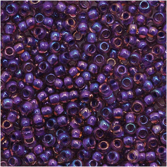 Toho Round Seed Beads 15/0 928 'Rainbow Rosaline/Opaque Purple Lined' 5 Gram Tube