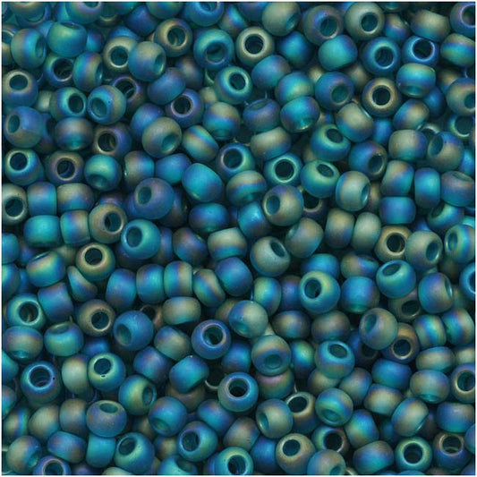 Toho Round Seed Beads 11/0 167BDF 'Transparent Rainbow Frosted Teal' 10 Gram Tube