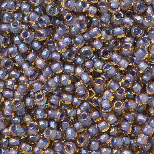 Toho Seed Beads, Round 8/0 #926 'Light Topaz/Opaque Lavender Lined' (10 Grams)