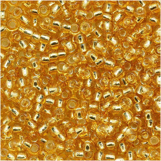 Toho Round Seed Beads 11/0 #22B 'Silver Lined Med Topaz' 10 Gram Tube