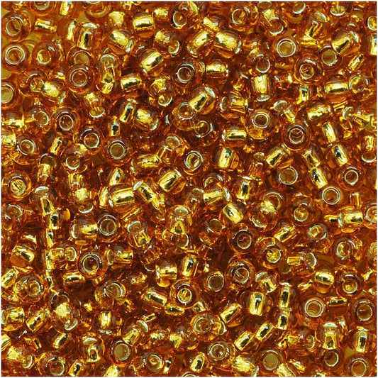 Toho Round Seed Beads 11/0 22C 'Silver Lined Topaz' 10 Gram Tube