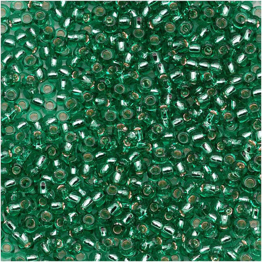 Toho Round Seed Beads 11/0 #24B 'Silver Lined Dark Peridot' 10g