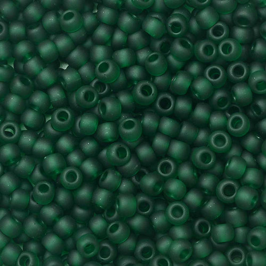 Toho Seed Beads, Round 11/0 #939F 'Transparent Frosted Green Emerald' (4 Grams)