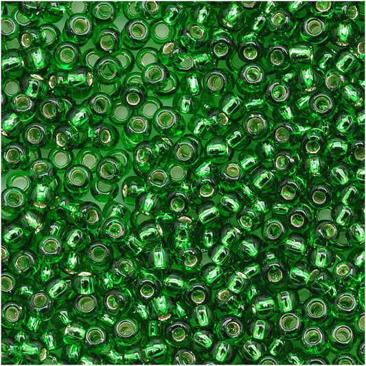 Toho Round Seed Beads 11/0 #27B 'Silver Lined Grass Green' 10 Gram Tube
