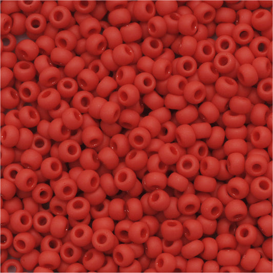 Toho Round Seed Beads 11/0 45F Opaque Frosted Pepper Red 10 Gram Tube
