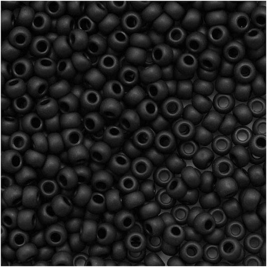 Toho Round Seed Beads 11/0 49F 'Opaque Frosted Jet' 10 Gram