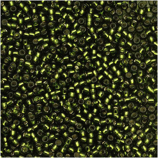 Toho Round Seed Beads 15/0 #37 'Silver Lined Olivine' 5g
