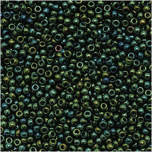 Toho Round Seed Beads 11/0 84 'Metallic Iris Green/Brown' 10 Gram Tube
