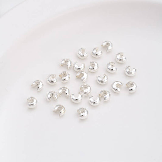 Crimp Bead Covers, 2.5mm,Silver (10 Pieces)