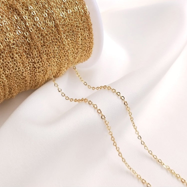 14K gold-plated small and big love heart chain extension necklace