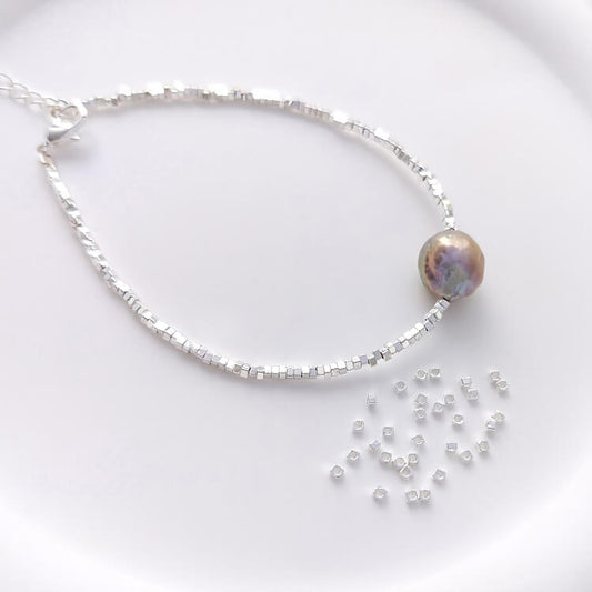 Small gold and silver pieces, small square beads Copper-coated 14K real gold, thick silver